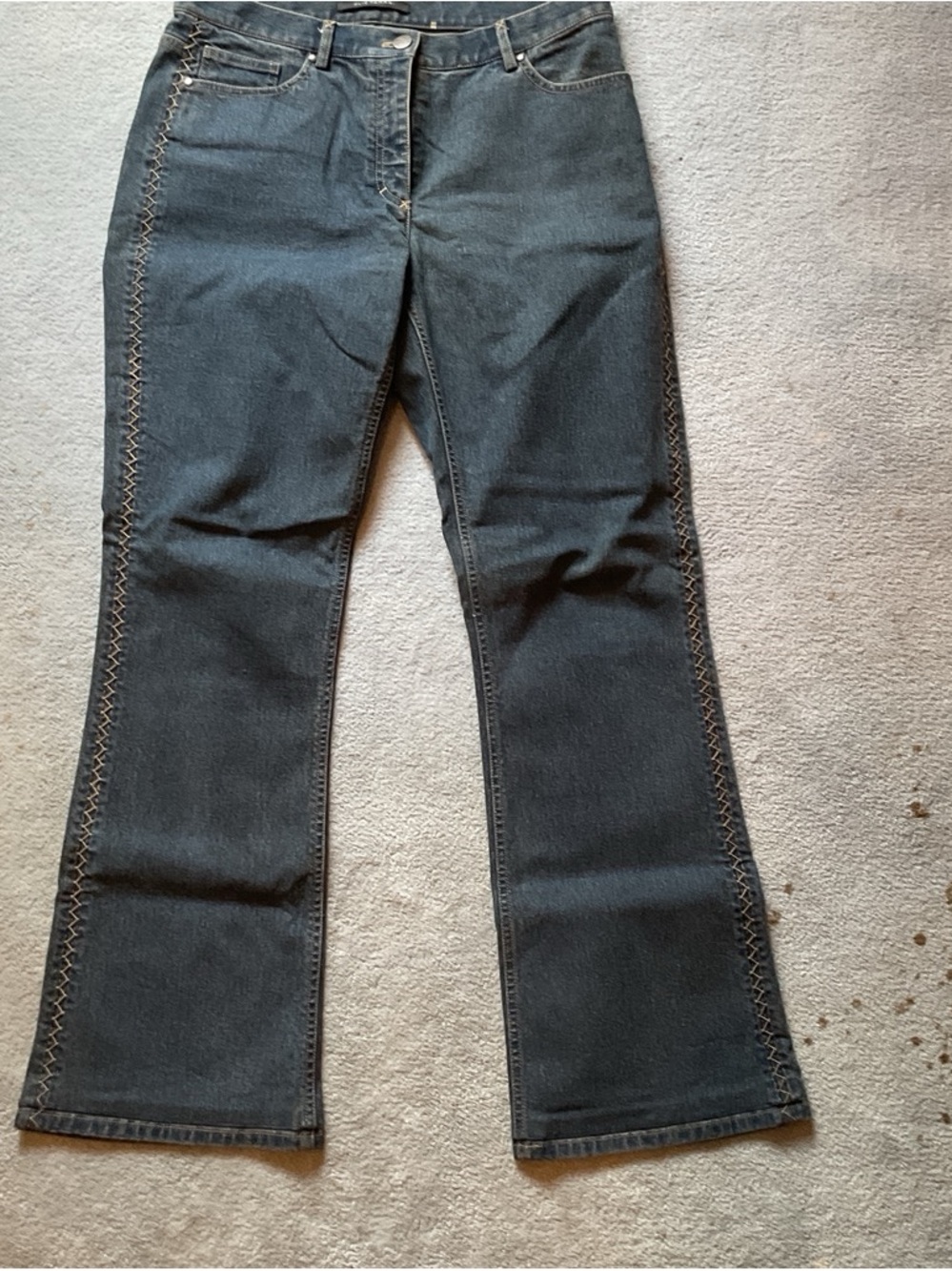 Elie Tahari Black Flare Jeans with Side Cross-Stitch